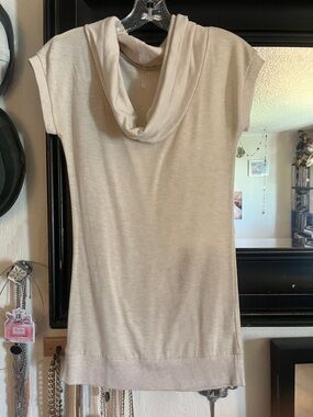Sleeveless Cowl Neck Tunic in Light Beige